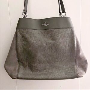 Coach Large Lexy Leather Suede Shoulder Bag in Heather Grey NWT